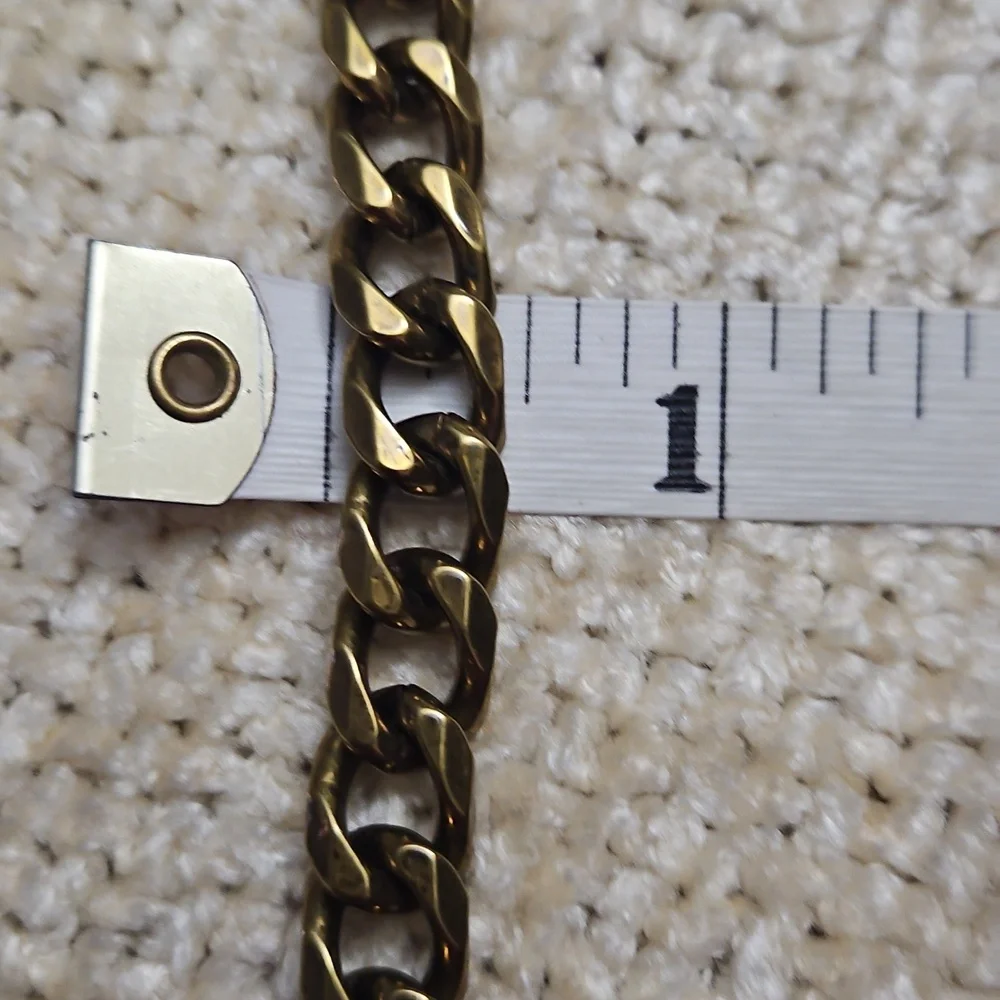Michael Kors Gold and Black Studded Faux Leather Chain Belt.